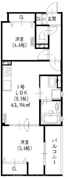 ラモーナ藤阪元町(2LDK/1階)の間取り写真