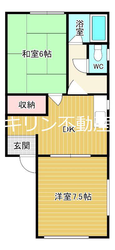 カーサ・児玉(2DK/1階)の間取り写真
