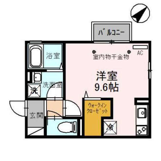 ハイエストヒル A棟(ワンルーム/2階)の間取り写真