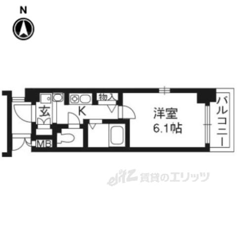 エステムコート京都烏丸Ⅱ(1K/7階)の間取り写真