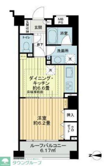 ライオンズシティ錦糸町北斎通(1DK/2階)の間取り写真