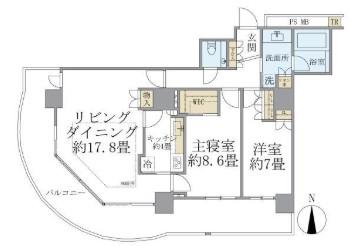 ブリリアタワー大崎(2LDK/18階)の間取り写真