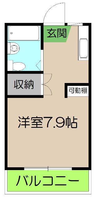 コーポあいりす(ワンルーム/3階)の間取り写真