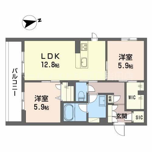 シャーメゾン カーサレジオ(2LDK/2階)の間取り写真