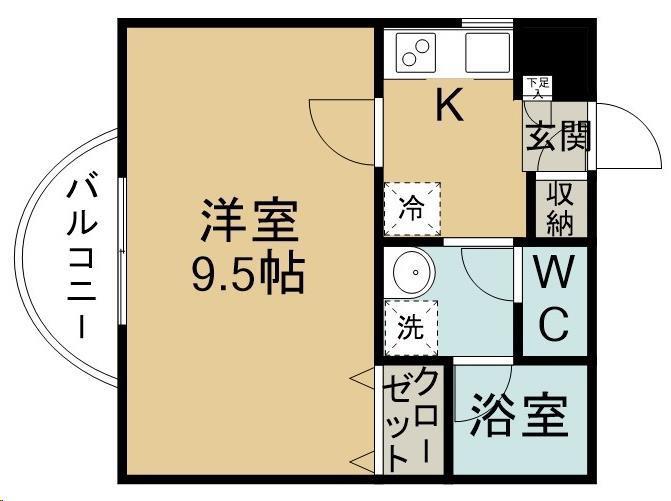 ラフィーネ小田原(1K/4階)の間取り写真