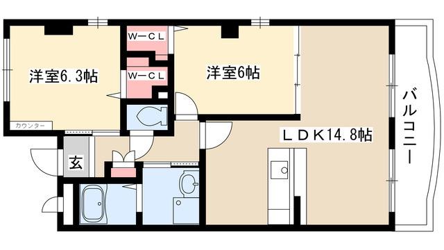 ラフォーレ東山(2LDK/3階)の間取り写真