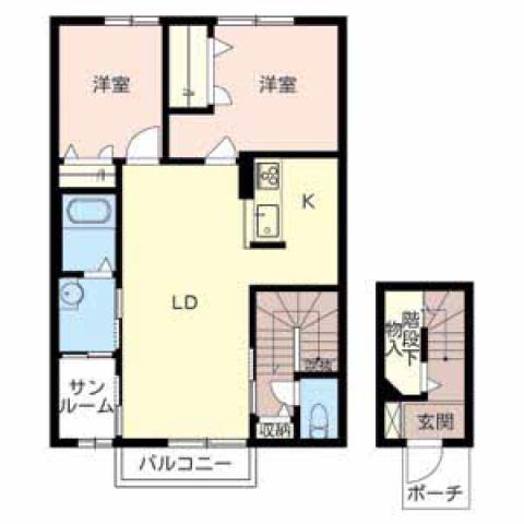 LIVRE1(2LDK/2階)の間取り写真