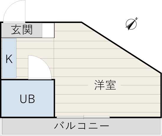 ドムール新北野(1K/3階)の間取り写真