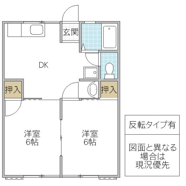 シティハイム共栄A棟(2DK/1階)の間取り写真