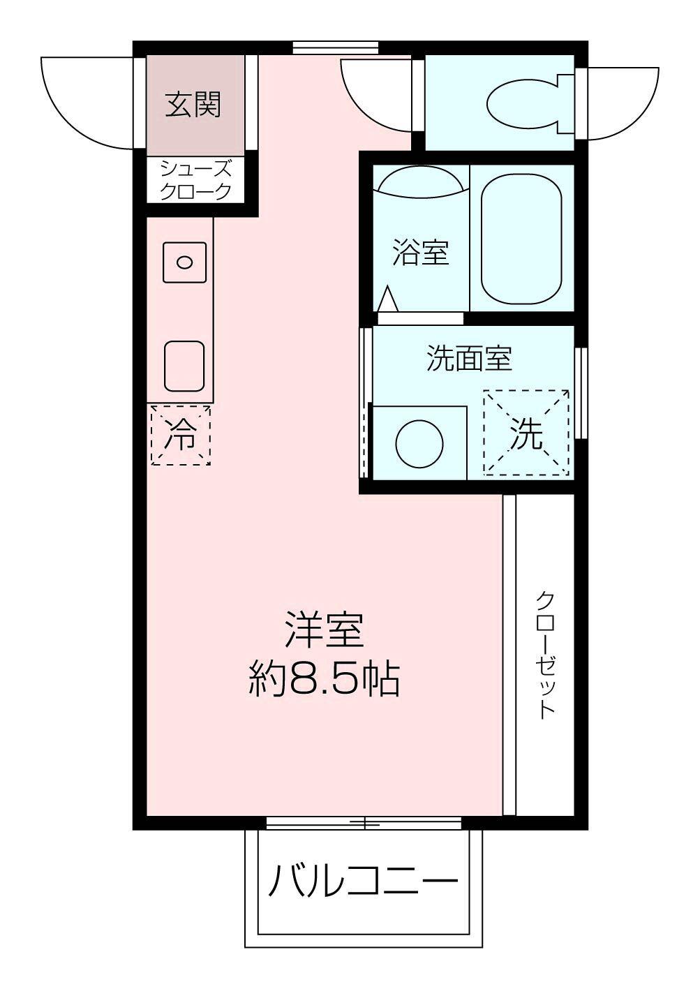 小矢部3丁目アパート(ワンルーム/2階)の間取り写真