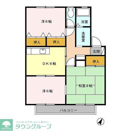 ウエストヒルズ壱・弐番館(3DK/2階)の間取り写真