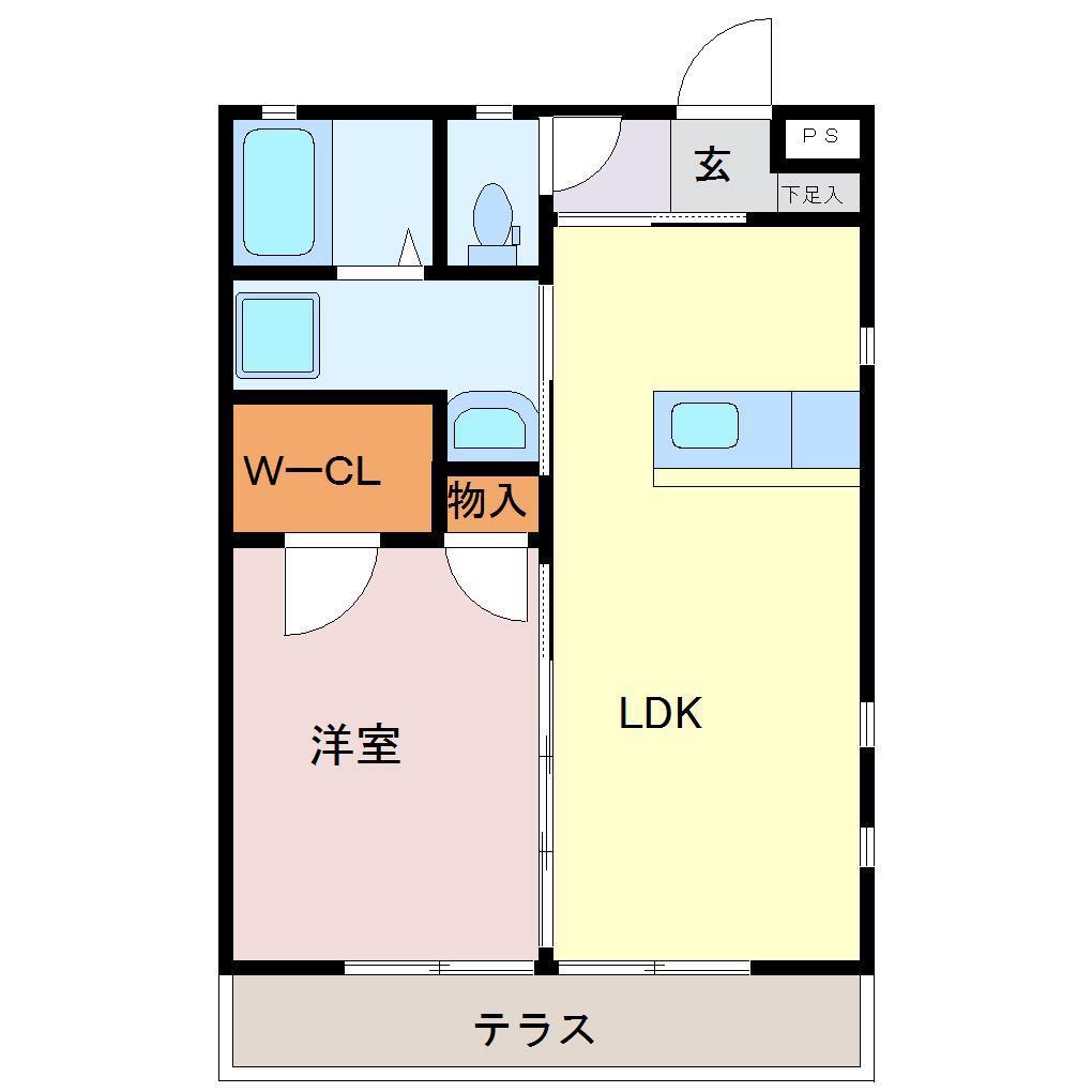 SOLEILA・B(1LDK/1階)の間取り写真