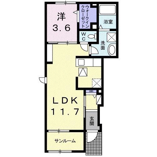 アマービレ(1LDK/1階)の間取り写真