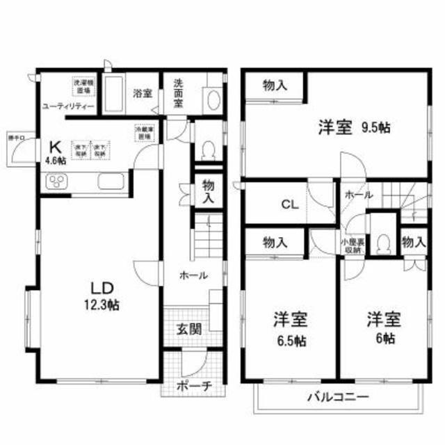 帷子町2丁目一戸建(1DK/1階)の間取り写真