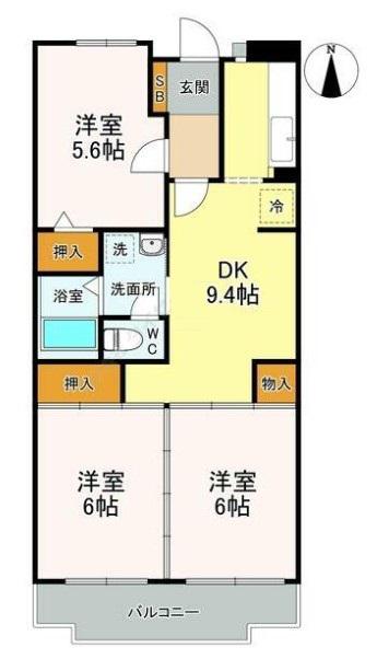 プランドール(3DK/3階)の間取り写真