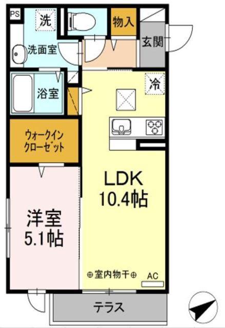 BLESS港南上大岡B棟ブレスコウナンカミオオオカ(1LDK/1階)の間取り写真