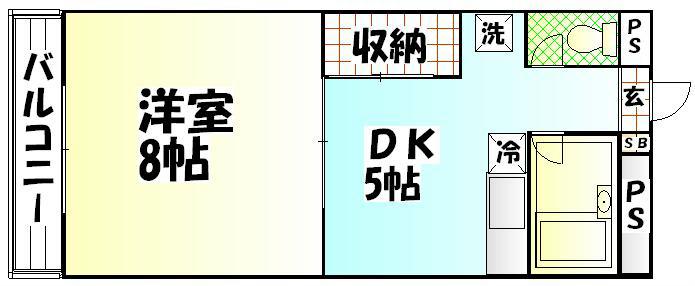 青木ビル(1DK/4階)の間取り写真