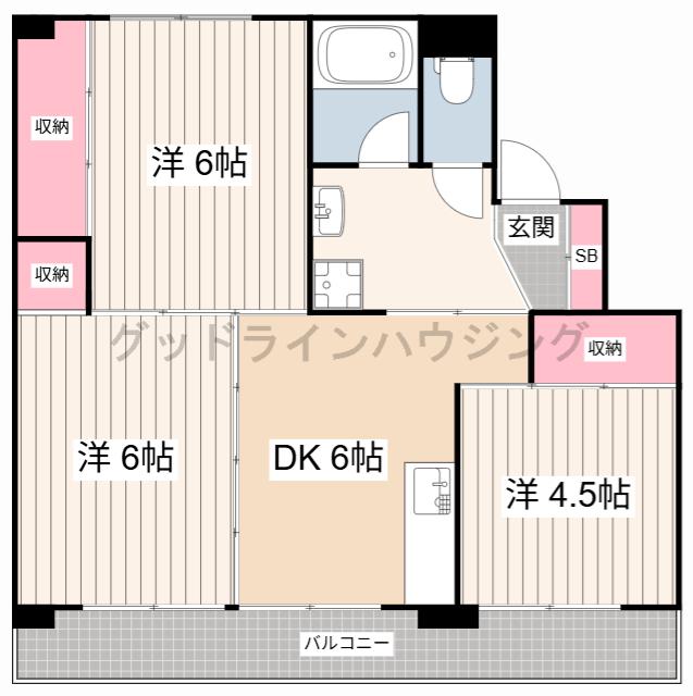 ビレッジハウス堀2号棟(3DK/3階)の間取り写真