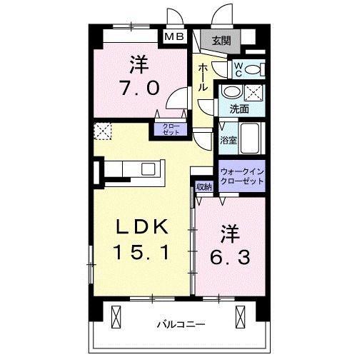 プルメリア(2LDK/5階)の間取り写真