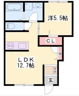 メイプルハイム(1LDK/1階)の間取り写真