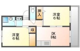 ユートピア三宅B棟(2DK/2階)の間取り写真
