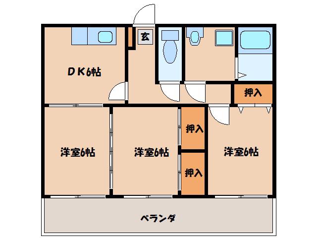 シーサイド志布志(3DK/1階)の間取り写真