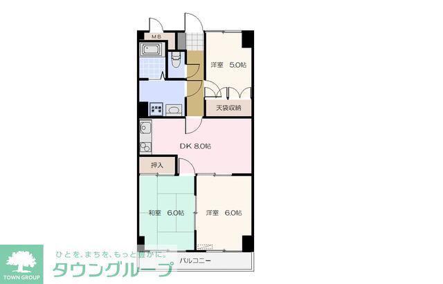 ブルーミングパーク(3DK/2階)の間取り写真