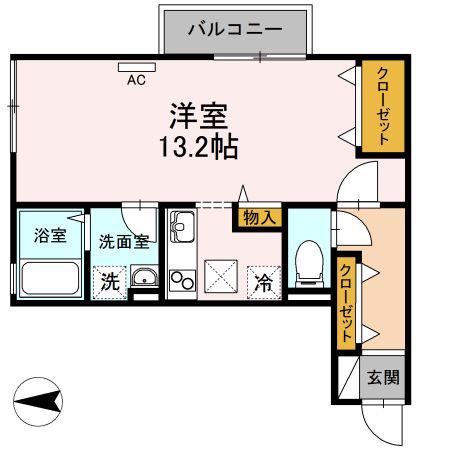エクセレントONEB棟(ワンルーム/1階)の間取り写真