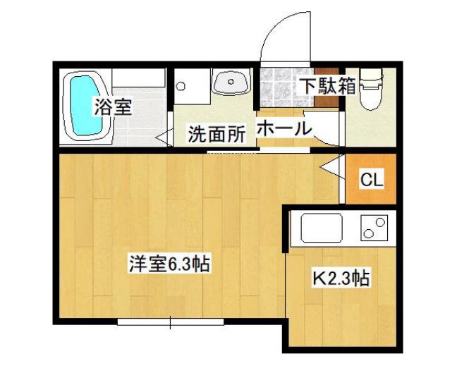 SUNRISE姫路(1K/1階)の間取り写真