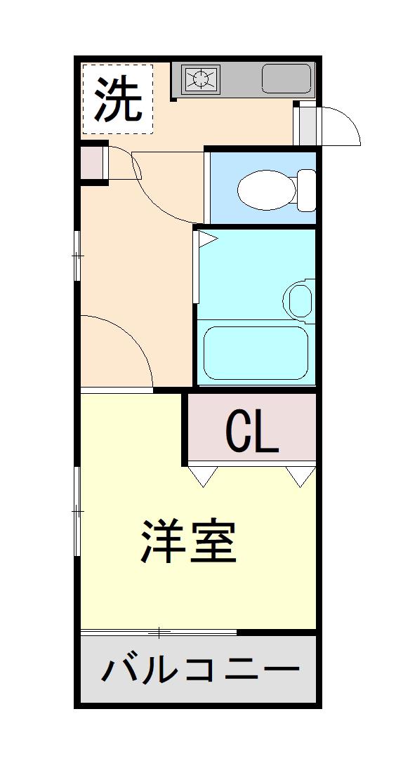 Kハイツ(1K/2階)の間取り写真