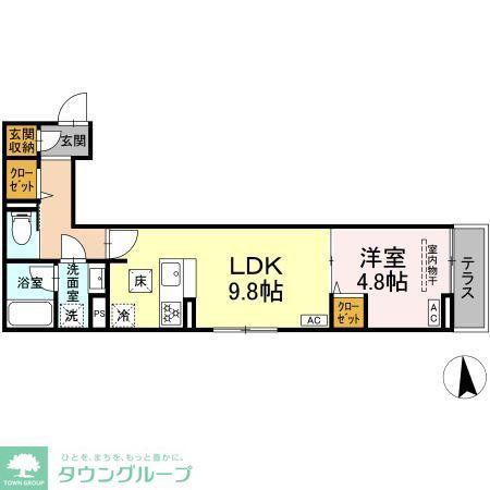 セレスティア東保木間II(1LDK/1階)の間取り写真