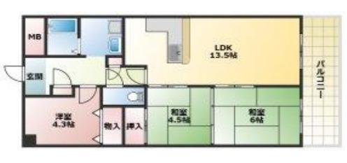 コンフォート明石宮の上(3LDK/5階)の間取り写真