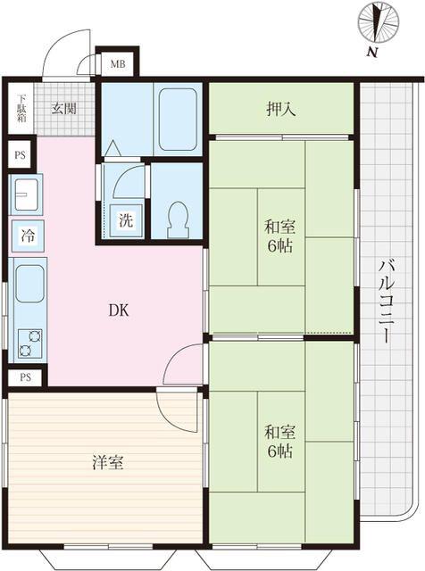 メゾン内河(3DK/1階)の間取り写真