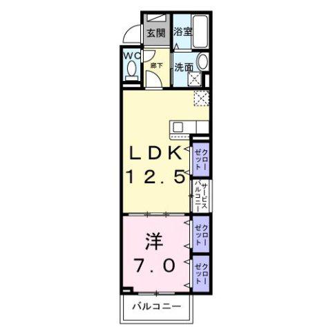 梶町3丁目(1LDK/3階)の間取り写真