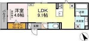 ワイズヴィラ岐南イースト(1LDK/3階)の間取り写真
