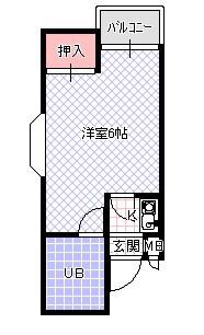 メビウス寝屋川レジデンスウエスト(1K/4階)の間取り写真