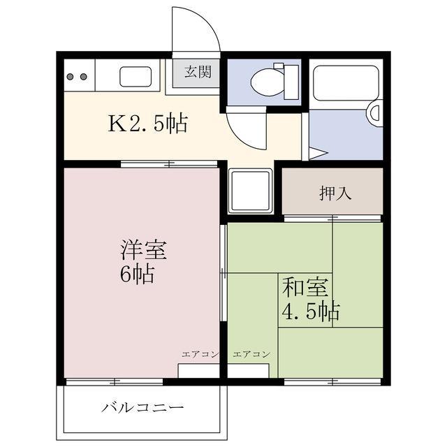 双葉ハイツ(2K/2階)の間取り写真