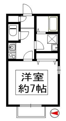 菊名の丘ハイツ(1K/1階)の間取り写真