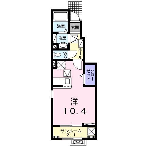 ロッソ セコンド(ワンルーム/1階)の間取り写真