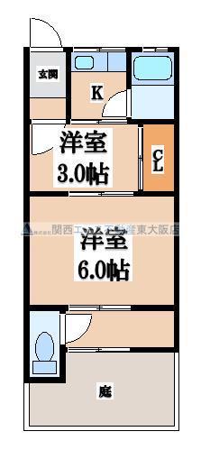出雲井ハイツ(2K/1階)の間取り写真
