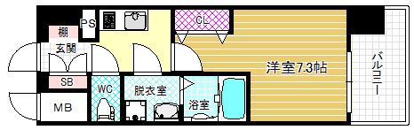 ジュネーゼグラン福島EBIE(1K/4階)の間取り写真