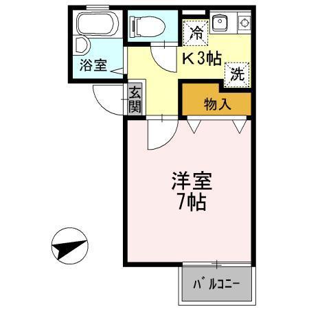 セジュール ローゼII(1K/1階)の間取り写真