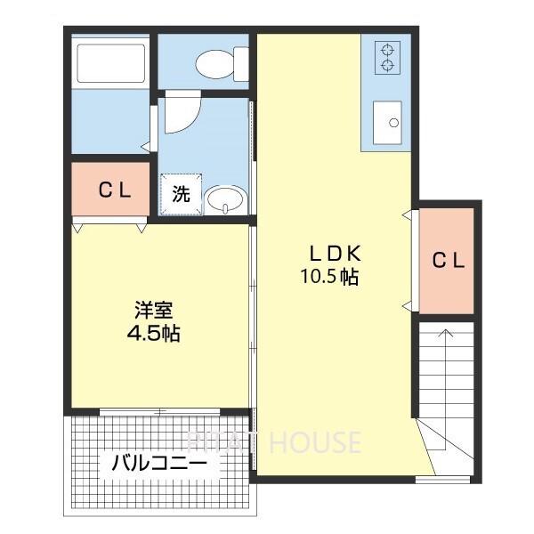 TJ平池(1LDK/2階)の間取り写真