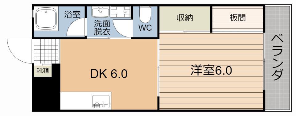 メゾン甲南(1DK/4階)の間取り写真