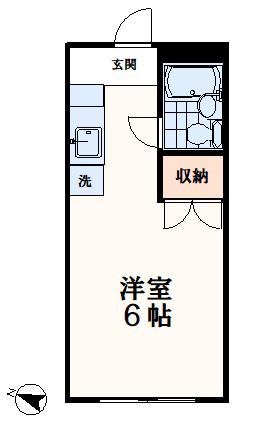 サンハイツクロダ(ワンルーム/2階)の間取り写真