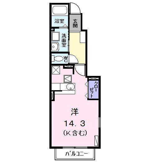 アーバンヴィラ B(ワンルーム/1階)の間取り写真