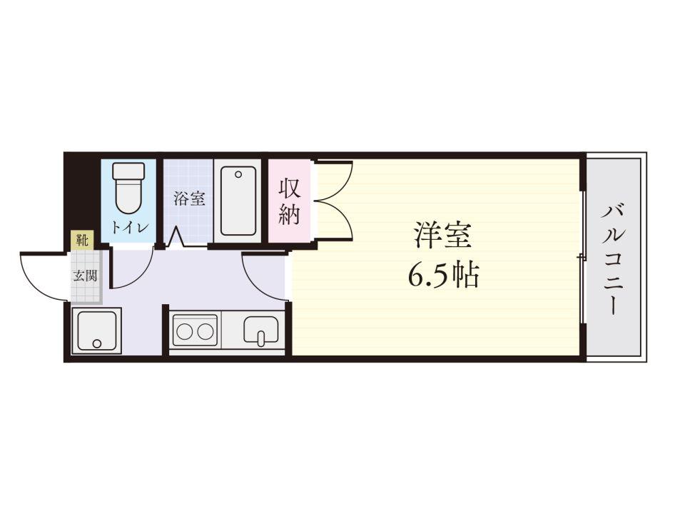 ブルースター上本町(1K/2階)の間取り写真