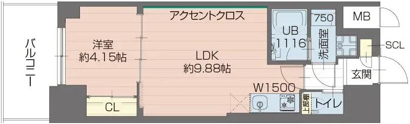 プレジオ神戸長田(1LDK/3階)の間取り写真