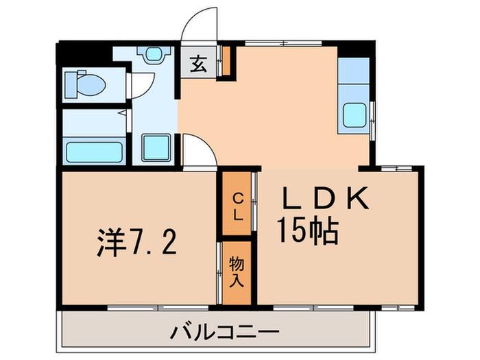 フェリス宮前平Ⅱ(1LDK/1階)の間取り写真