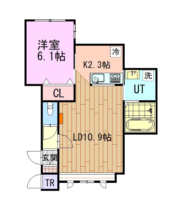 エアフォルク(1LDK/1階)の間取り写真